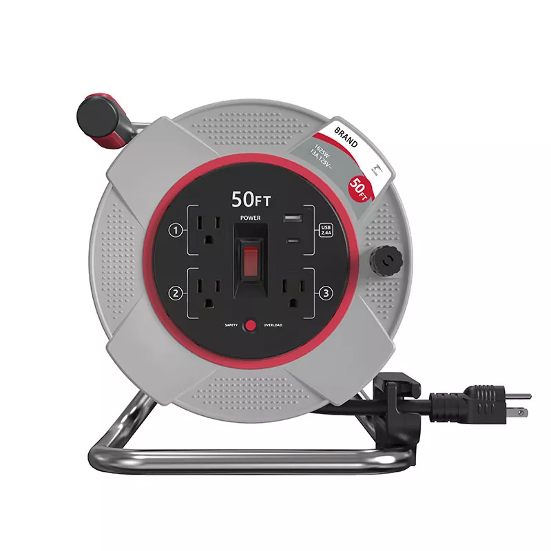 하중 초과 보호를 가진 3개의 출구 Usb2.4a 플라스틱 코드 권선 50ft 하중 초과 보호를 가진 3개의 출구 Usb2.4a 플라스틱 코드 권선 50ft