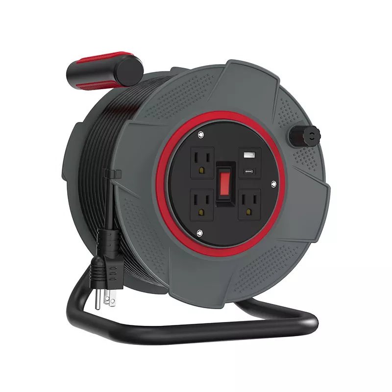 콘센트 3개 USB 플라스틱 코드 릴 80피트 콘센트 3개 USB 플라스틱 코드 릴 80피트