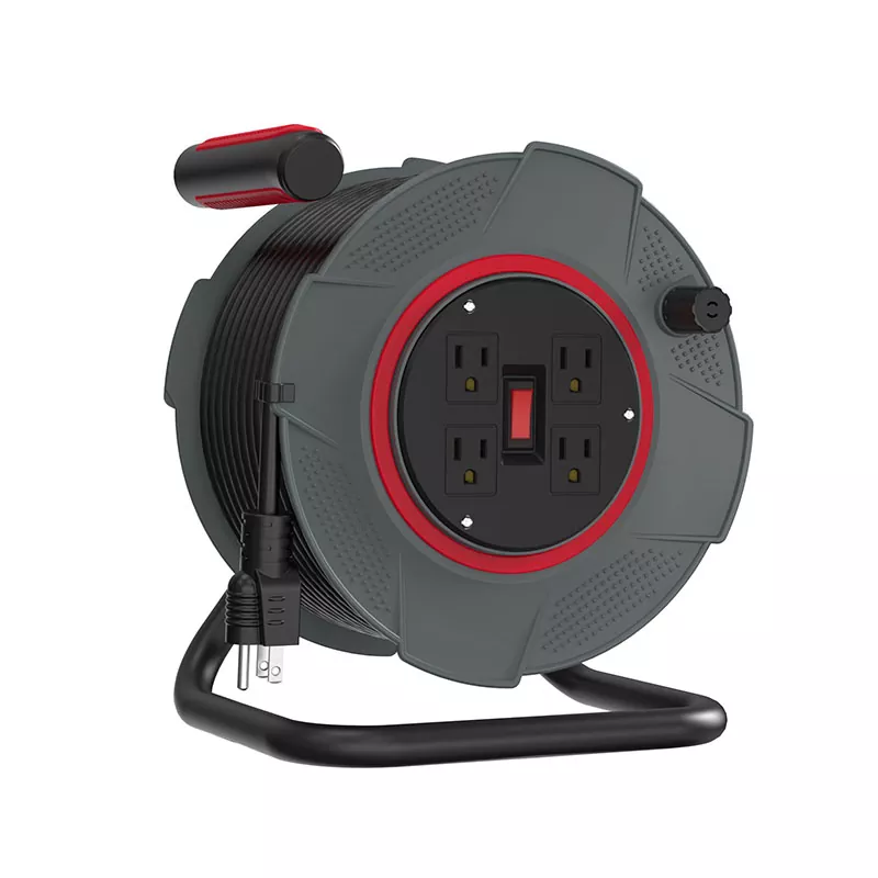 콘센트 4개 플라스틱 코드 릴 80피트